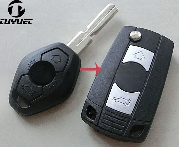 

Modified Replaced Flip Folding Car Key Shell Blank For BMW 3 5 7 SERIES Z3 Z4 E38 E39 E46 Remote Case Fob 4 Track HU58 Blade