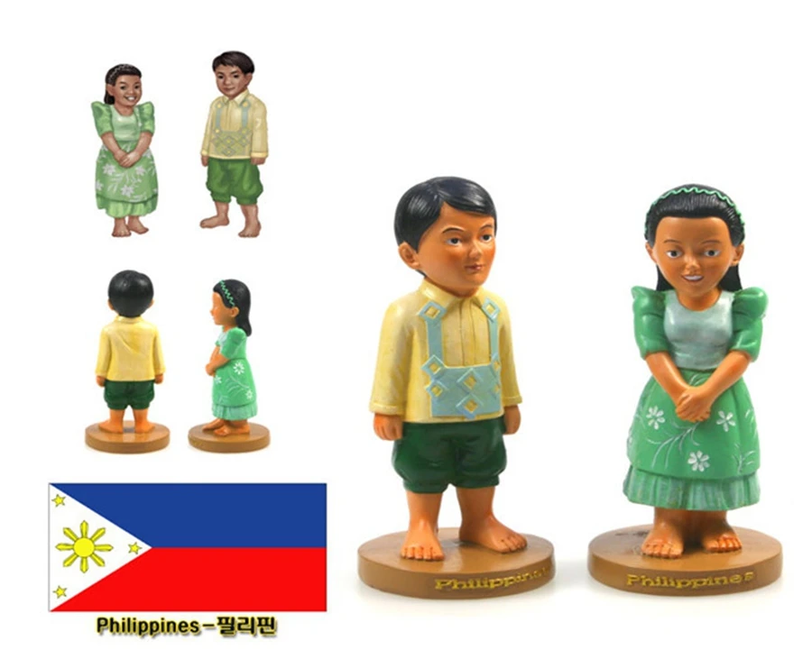 

Hand-painted Philippines National Costumes A Pair Of Doll Statue Resin Crafts Tourism Souvenir Gifts Collection Home Decor