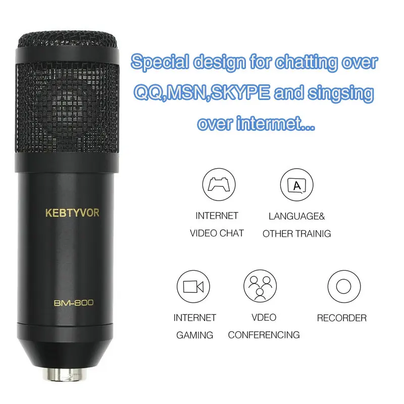 Microfone condensador profissional bm 800, gravação de áudio voz para estúdio, para computador, karaokê, phantom power pop, filtro de placa de som