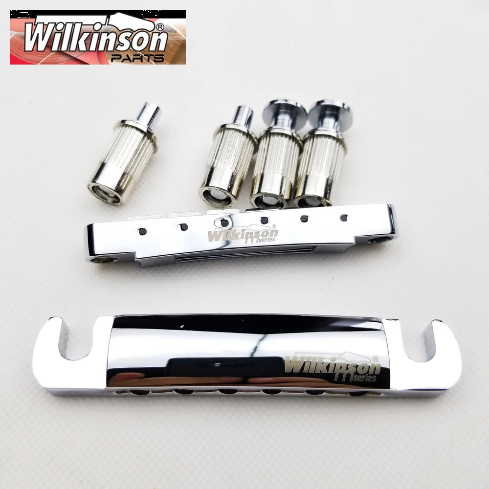 Original Wilkinson Chrome Silver Tune-O-Matic Style Electric Guitar Bridge For LP SG Guitar WOGT1+WOGB2