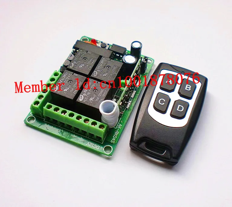 

Free Shipping DC12V 4CH 4 channel 10A wireless remote control switch with high-grade waterproof four key RF433 transmitter