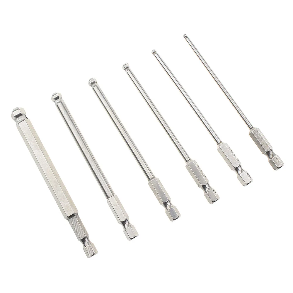 6pcs 100mm Magnetic Ball End Hexagon Head Screwdriver Bits Screwdriver Set Electric Screwdriver Drill Tools