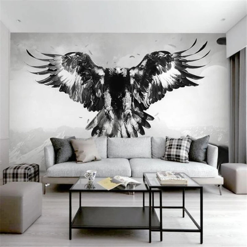 

wellyu papel de parede 3D Custom wallpaper Eagle Eagles snow mountain atmosphere Nordic modern TV backdrop papel parede