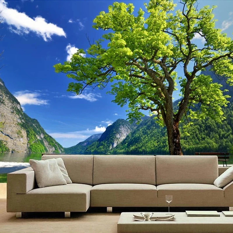 

Custom Photo Wallpaper Natural Scenery Chinese Style Large Mural Painting Park Landscape Mountain And Water For Study Room Sofa