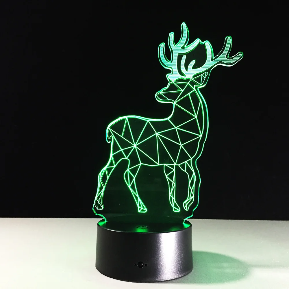 3D Creative Stereo Visual Elk Deer night light Christmas Gift Acrylic Action figure Remote control 7 color adjustable A66