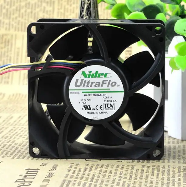 

Original NIDEC 8038 DC 1.76A H80E12BUA7-57 80 * 80* 38mm four line server fan