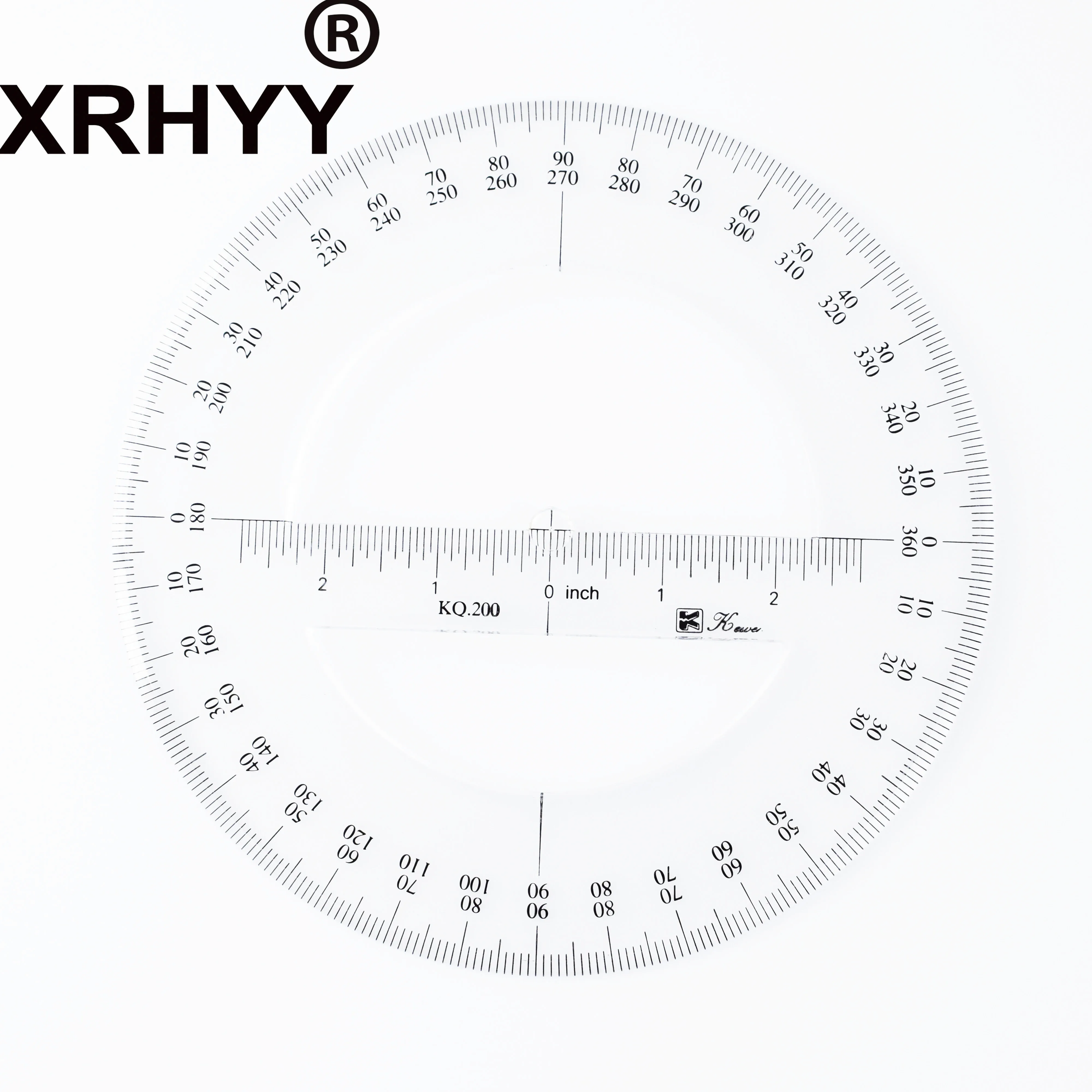 XRHYY-herramienta de medición Circular para estudiantes, transportador Circular grande y transparente de 360 grados, regla de dibujo para ingeniero