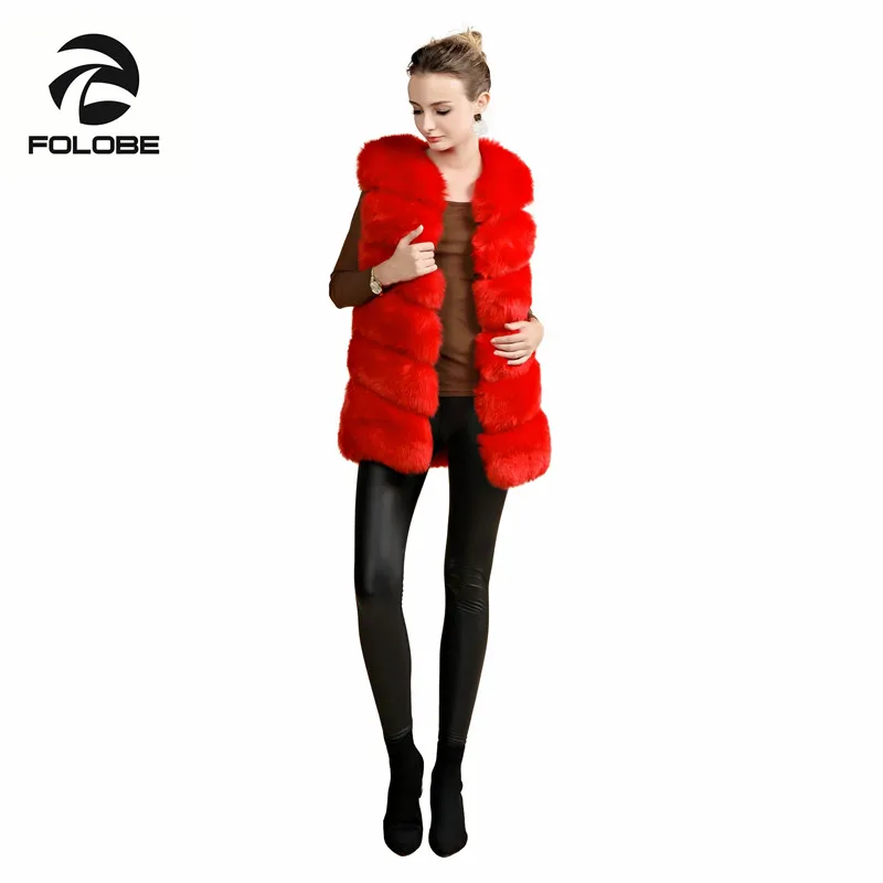 FOLOBE Winter Casual Fur Vest Coat For Winter Luxury Faux Fox Warm Women Coat Fashion Furs Women's Coats Jacket Gilet Veste