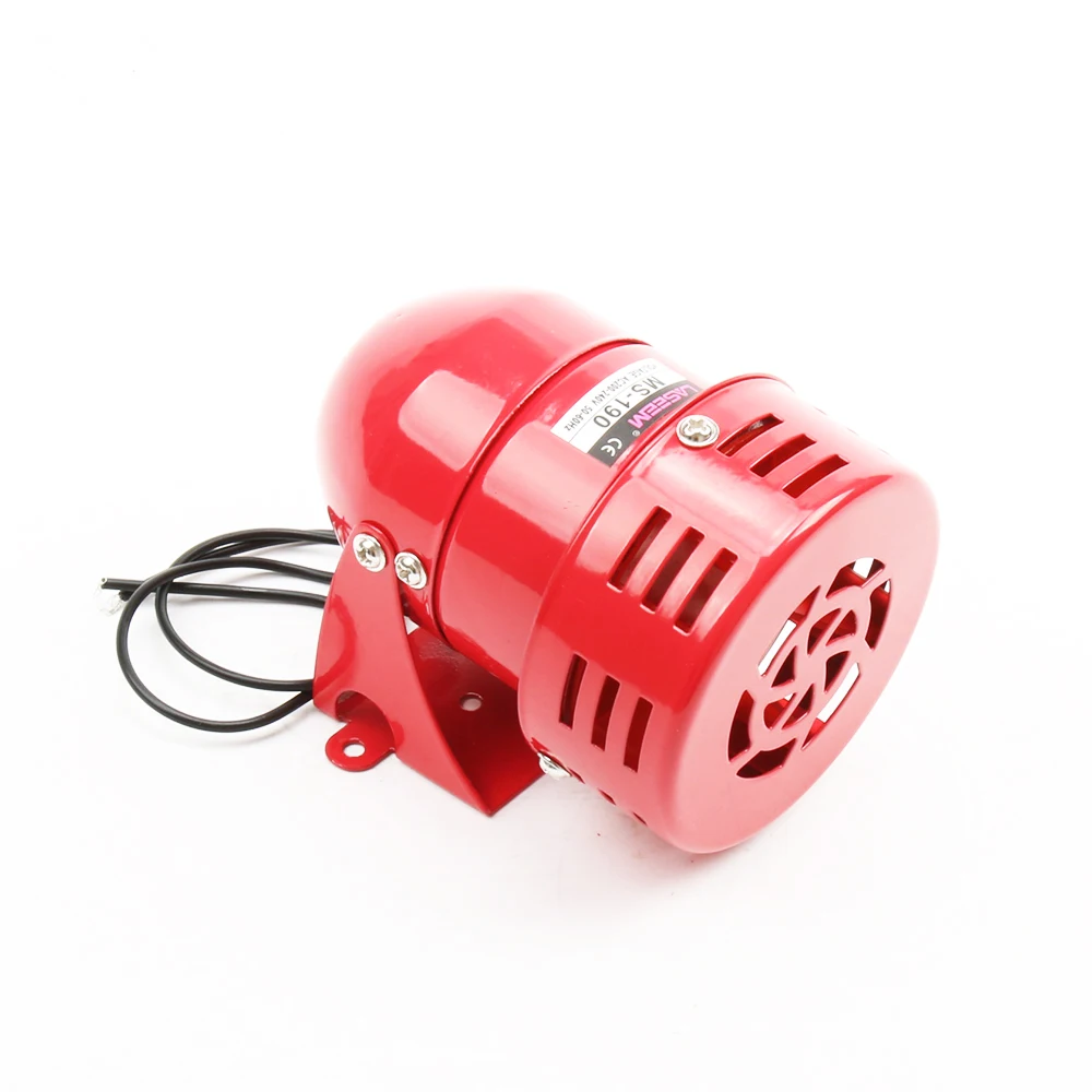 AC 220V 110V DC 12V 24V 110DB Red Mini Metal Motor Siren Industrial Alarm Sound electrical guard against theft MS-190