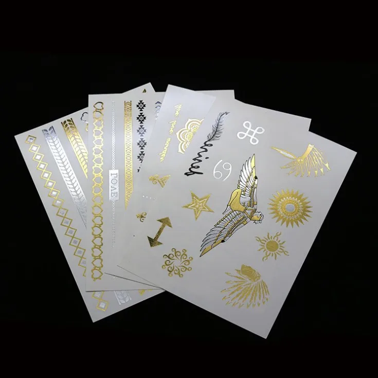 

Wholesale 500pcs Gold Flash Tattoo Sticker Metallic Temporary Tattoo Tribal Totem YH 21cm Waterproof Body Tatuajes free shipping