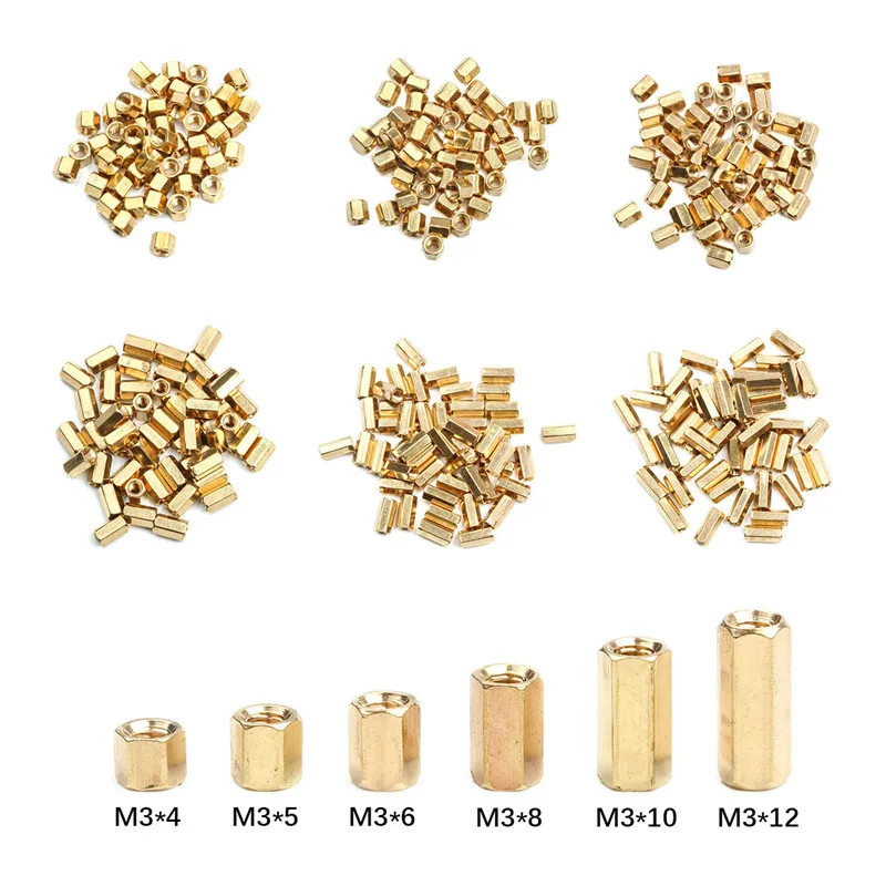 50Pcs M3*L Female female Hex head Brass Spacing Screws Threaded Pillar PCB Computer PC Motherboard StandOff Spacer