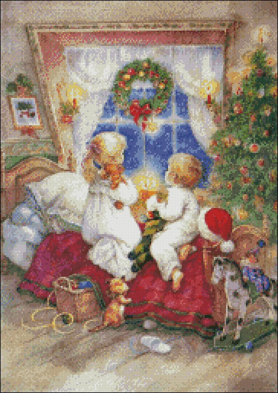 Embroidery Counted Cross Stitch Kits Needlework - Crafts 14 ct DMC DIY Arts Handmade Decor - Children on Silent Night