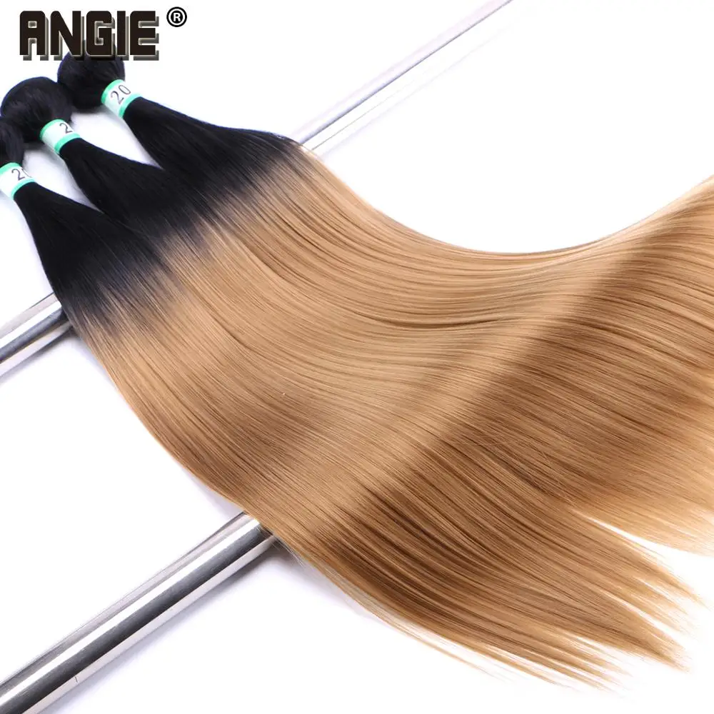 Ombre golden seidig gerade synthetische lange gerade Faser Haar bündel Farbe goldene Cosplay Haar verlängerung für schwarze Frauen