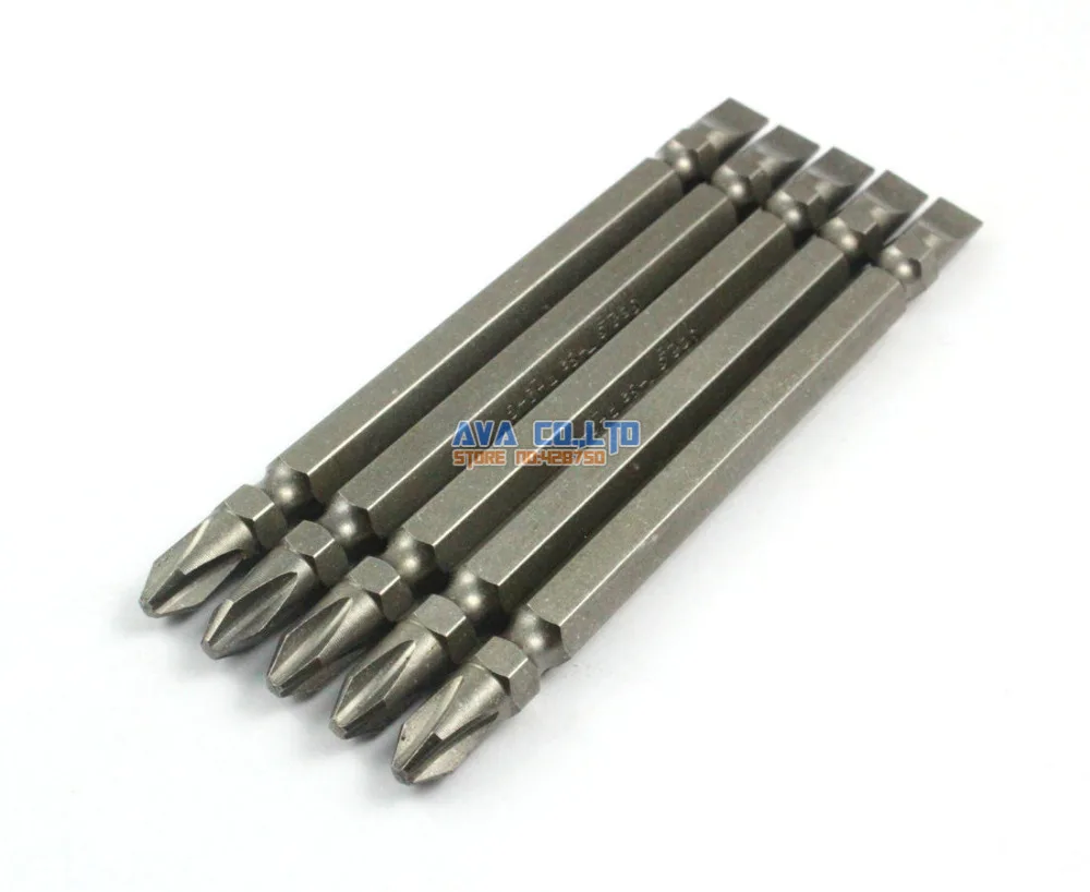 

5 Pieces Phillips Slotted Double End Magnetic Screwdriver Bit 1/4" Hex Shank 100mm Long