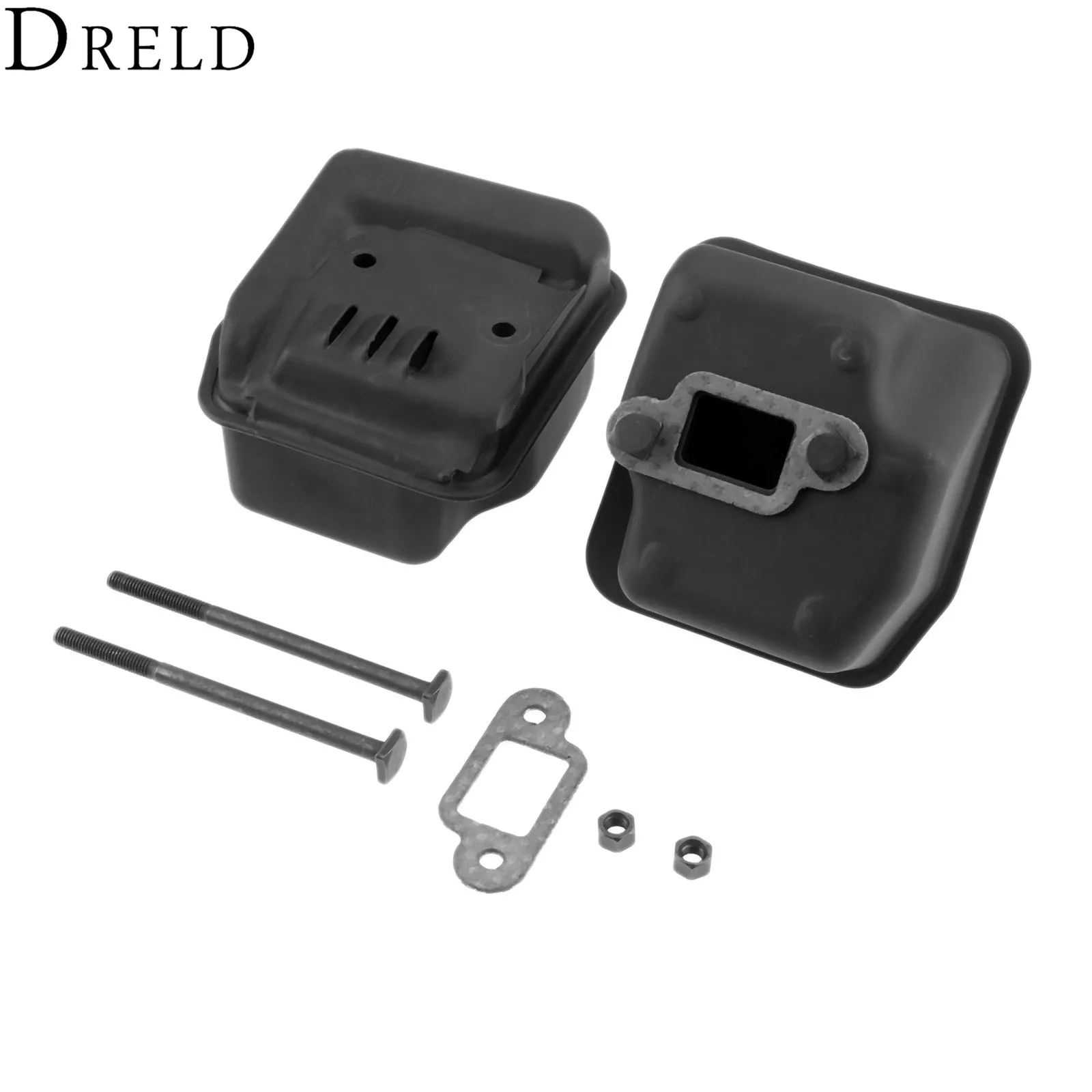 DRELD Gergaji Muffler dengan Baut Gasket Sproket Penutup untuk STIHL MS250 025 021 210 023 230 Gergaji Penggantian 1123 140 0608