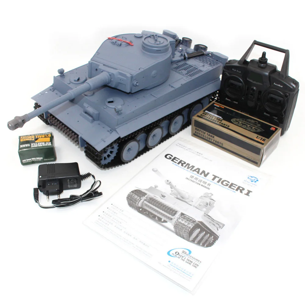 German Tiger Heavy-duty Remote Control Tank Smoke Rotating 320° Metal Rocker arm 2.4G 1:16 RC Military Model Tank kids Toys gift