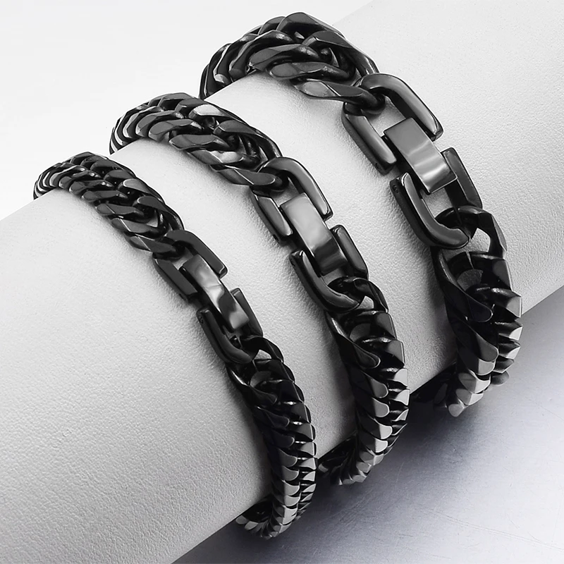 2019 New Stainless Steel Bracelet Men Jewelry Party Fashion Hand Cuban Chain Bracelets For Boys Best Friend Quality Gift GB043