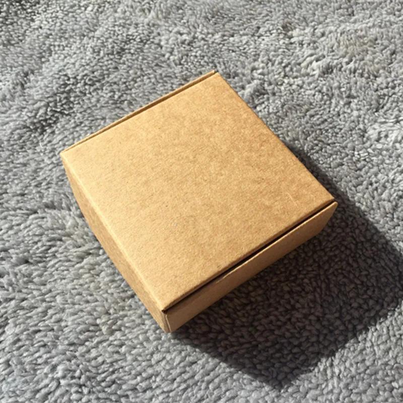 50Pcs 7.5*7.5*3cm DIY Kraft Gift Box Brown Paper Small Soap Box Kraft Cardboard Mini Jewelry Packing Carton Box