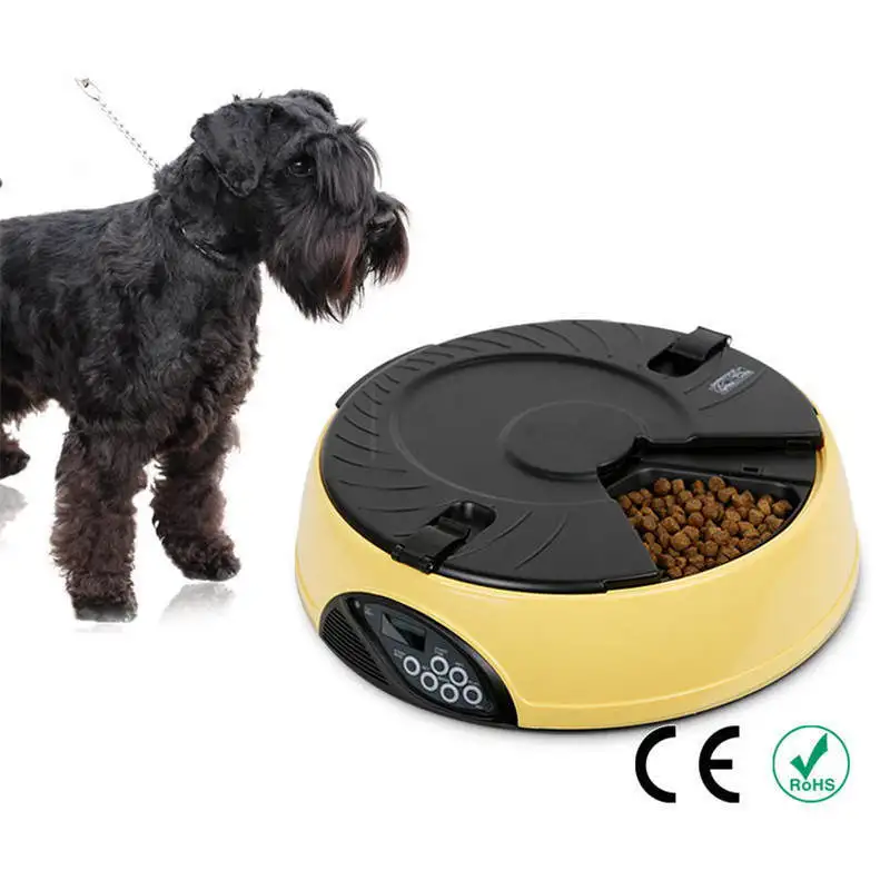 Ortilerri 6 Meal Smart Automatic Pet Feeder LCD Display Dog Cat Food Dispenser Timed Recorder Bowl Food Reminder Cat Feeder