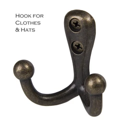 screw included Heavy Duty zinc alloy material Rustic Bronze Color Clothes and hats Hanger dual Hooks