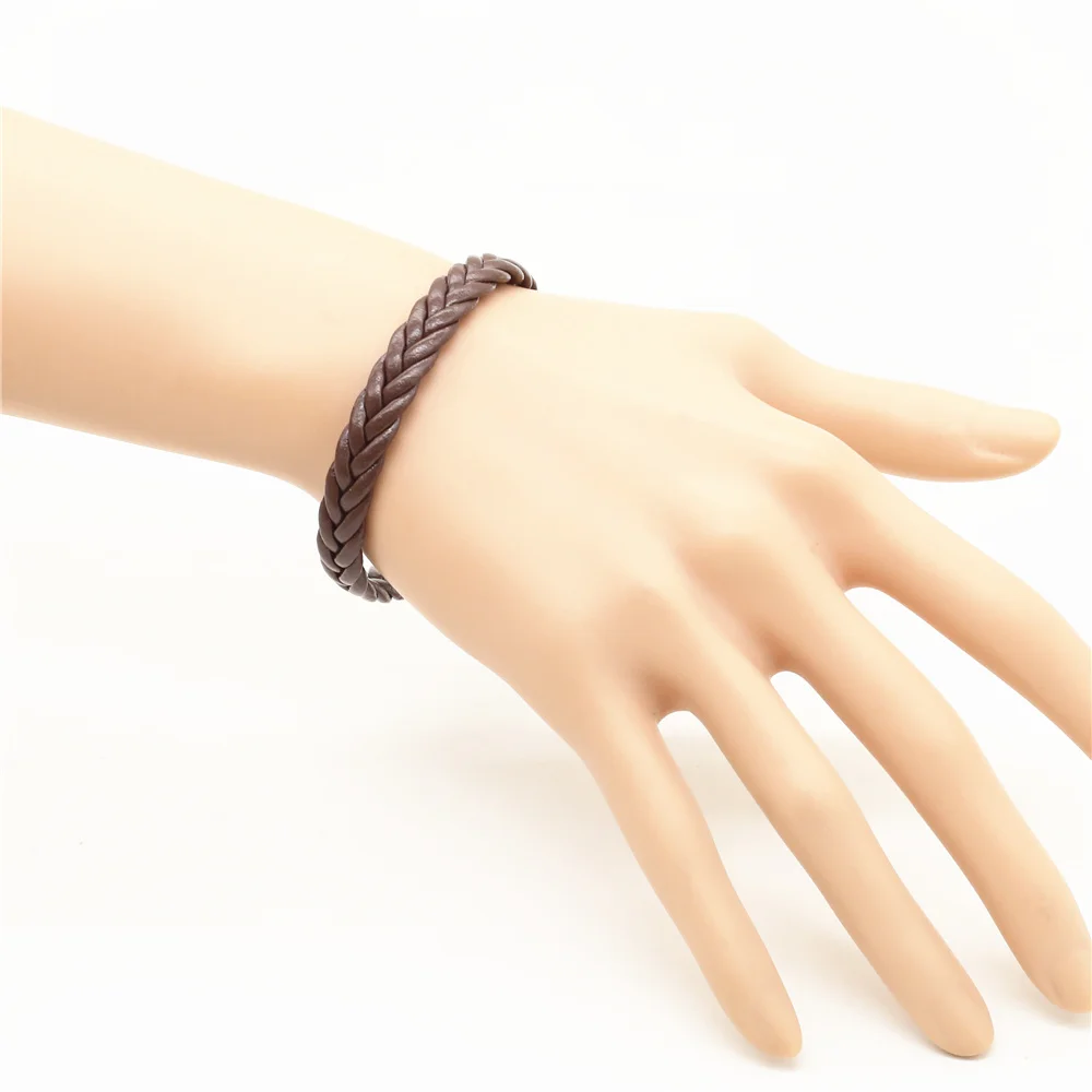 New Arrival Fashion Trendy Handmade Black Brown Weave PU Leather Homme Female Women Bracelet Men\'s Male Jewelry Accessory