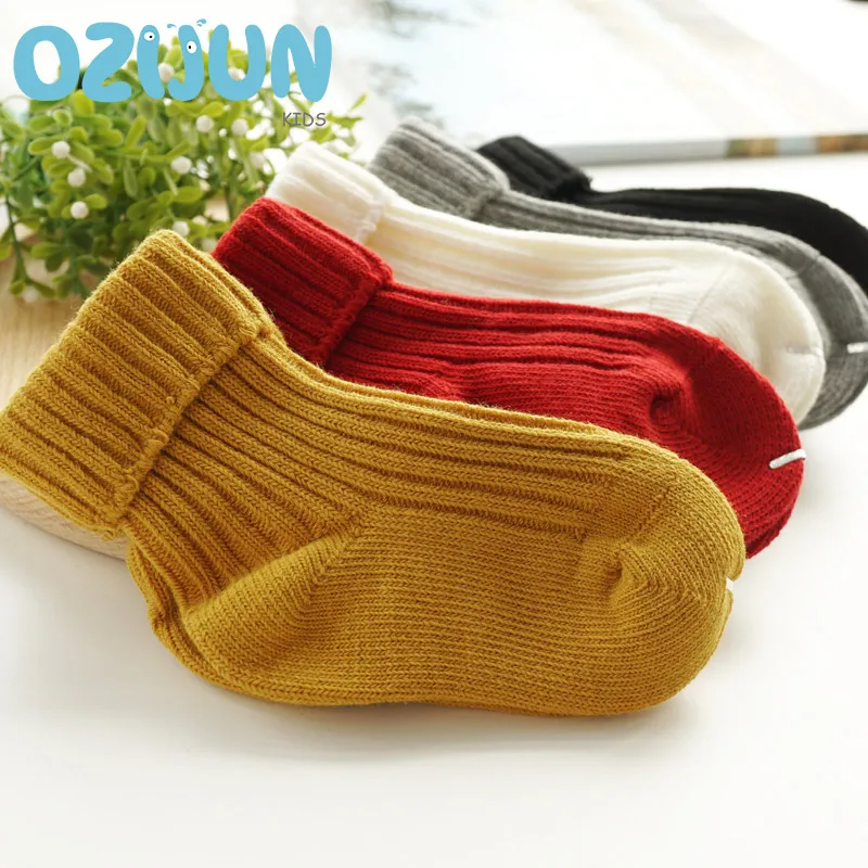 1 Pair Fall Winter Kids 0-8 Years Essential Chunky Ribbed Loose Top Cuffed Socks Children Girls Boys Thick Heavy Knit Socks