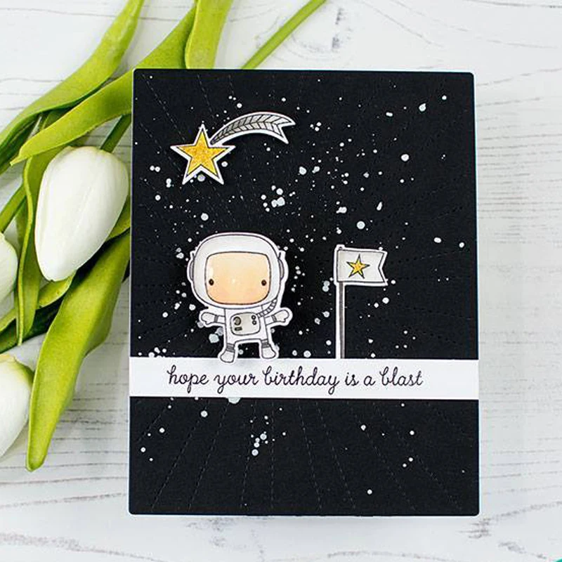 AstronsomIn Space-Ensemble de tampons en silicone transparent, scrapbooking bricolage, cartes d'album photo, tampon transparent décoratif exécutif, 4x6