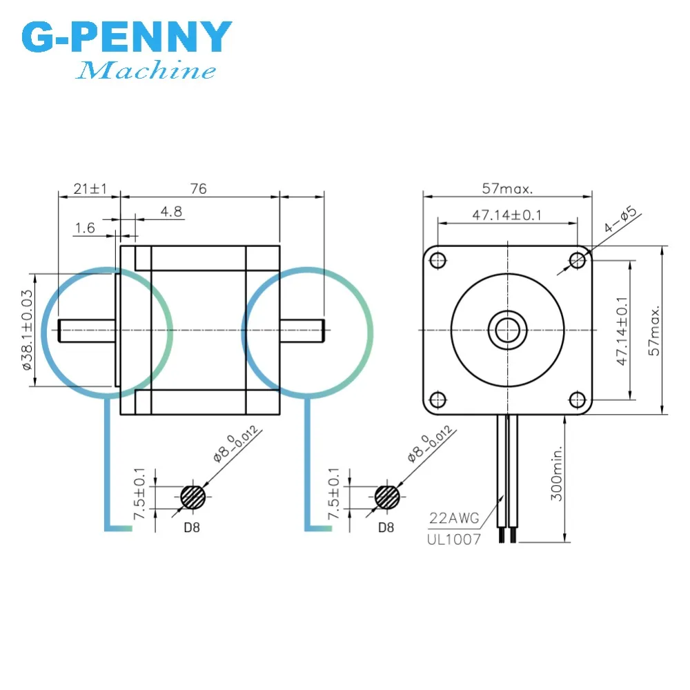 NEMA23 stepper motor dual shaft 57x76mm D=8mm 1.89N.m 3A 4-Lead 1.8deg double shaft For CNC machine and 3D printer!