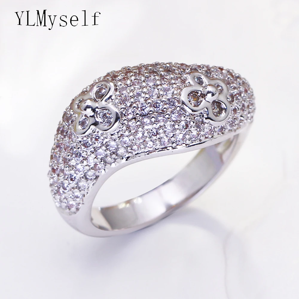 Excellent cute rings White and Gold color jewelry anillos Accessories flower Crystals Lovely finger Ring