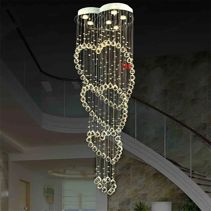 Modern LED Crystal Pendant Lights Fixtures for Dining Room Magic Ball Loft Stair Crystal Light Meteor Shower Rain Pendant Lamp