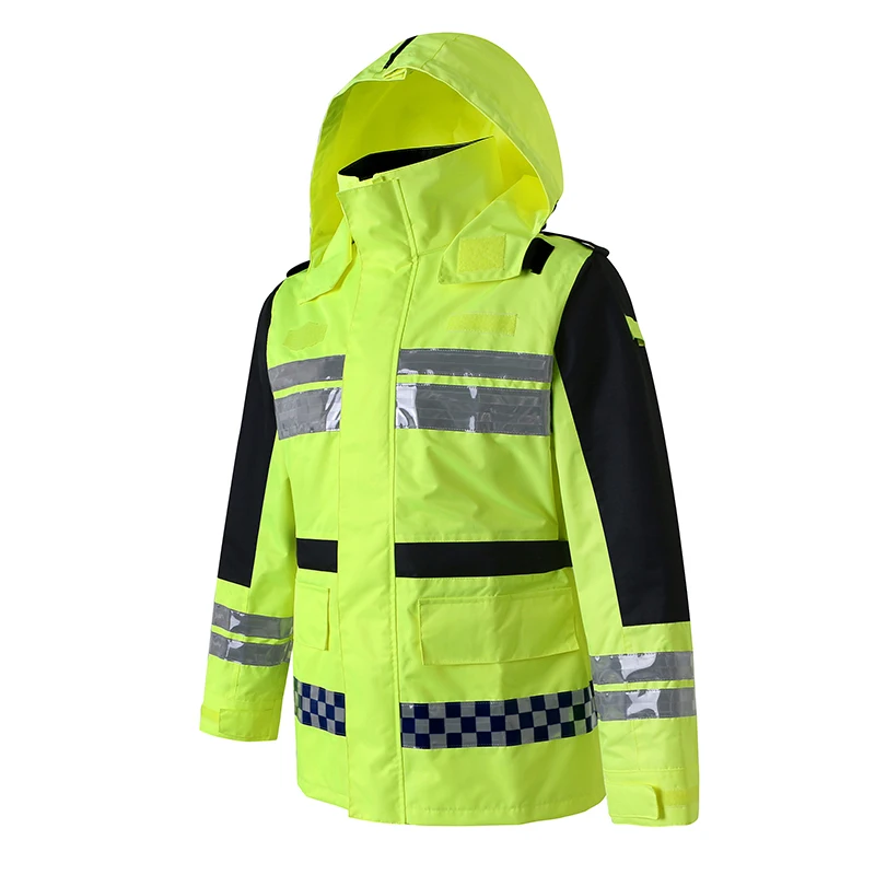 Reflective Raincoat Suit Road Traffic Rescue Adult Split Raincoat Fluorescent Yellow Outdoor Waterproof Cloth