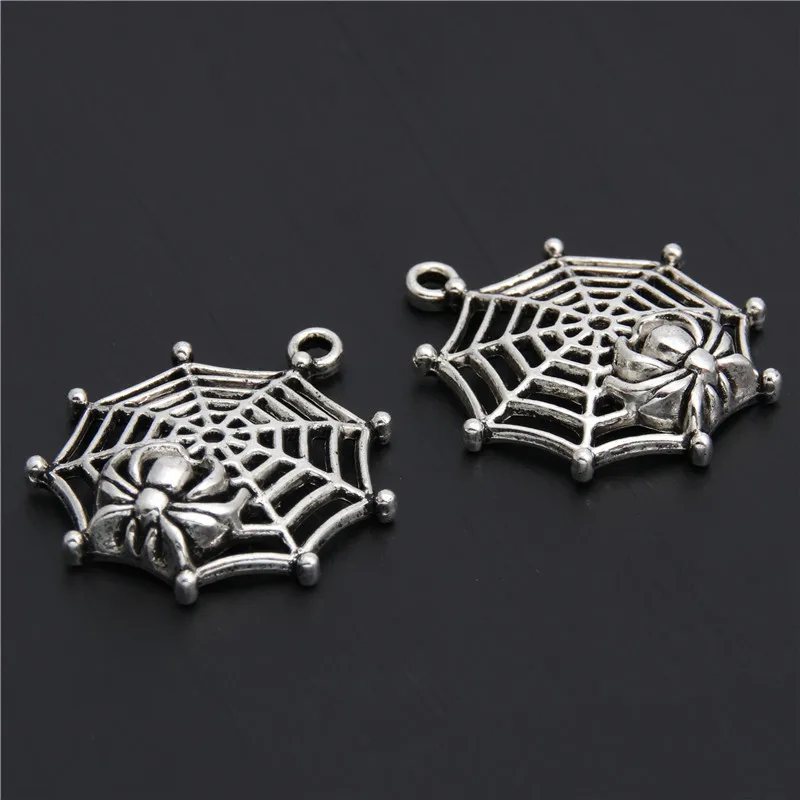 10pcs  Silver Color Cobweb Charms Spider Web Pendant For Jewlry Making A2952