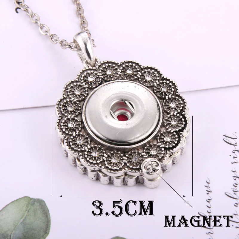 New Aroma Perfume Aromatherapy Diffuser Locket Rhinestone Pendant Necklace Snap Jewelry Necklaces Fit 18mm Snap Button Jewelry
