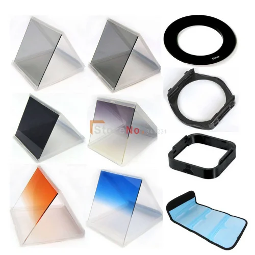 New  gradient Filter set x3 nd mirror +82mm adapter ring +filter holder+ bag case +Lens Hood & Holder for Cokin P Free Ship