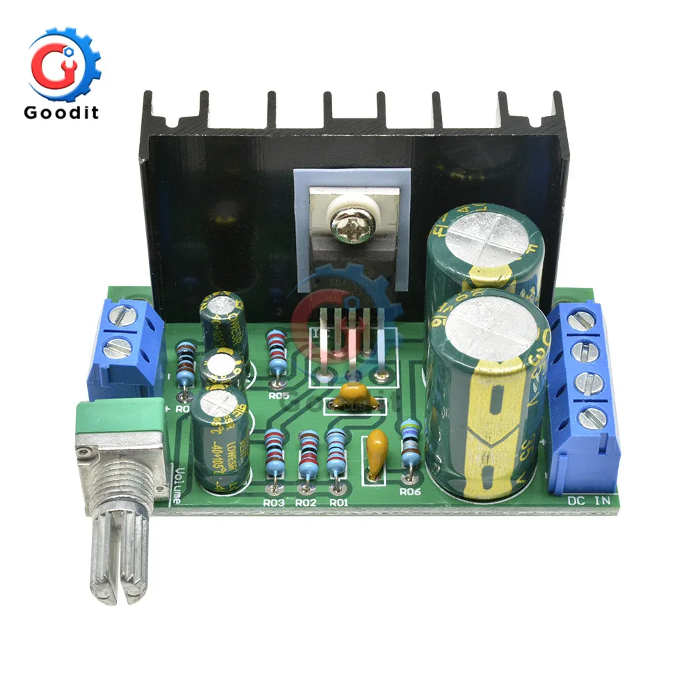 TDA2050 DC 12-24V 10-30W Amp Mono Audio Amplifier Board Module Single Power Supply Volume Adjustable 60*35*40mm