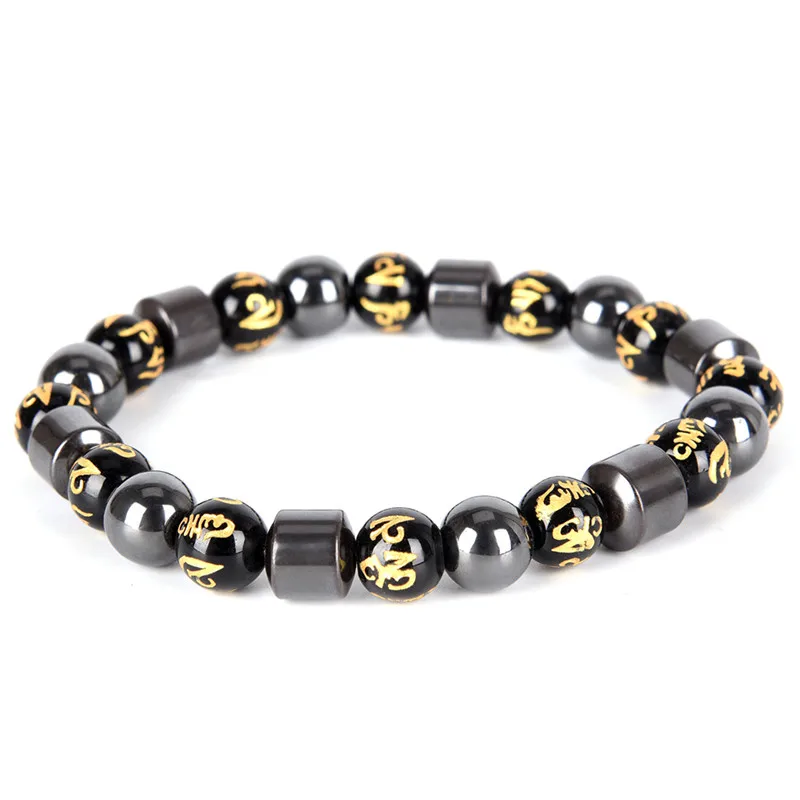 Golden&Black Magnetic Weight Loss Bracelets Hematite Beads Bracelet Charm Natural Stone Bracelets  For Women Men - view 5