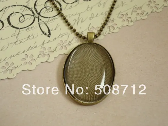 

30sets Antique Bronze Oval Pendant Tray Blanks / Pendant Settings with Matching Glass Cabochons