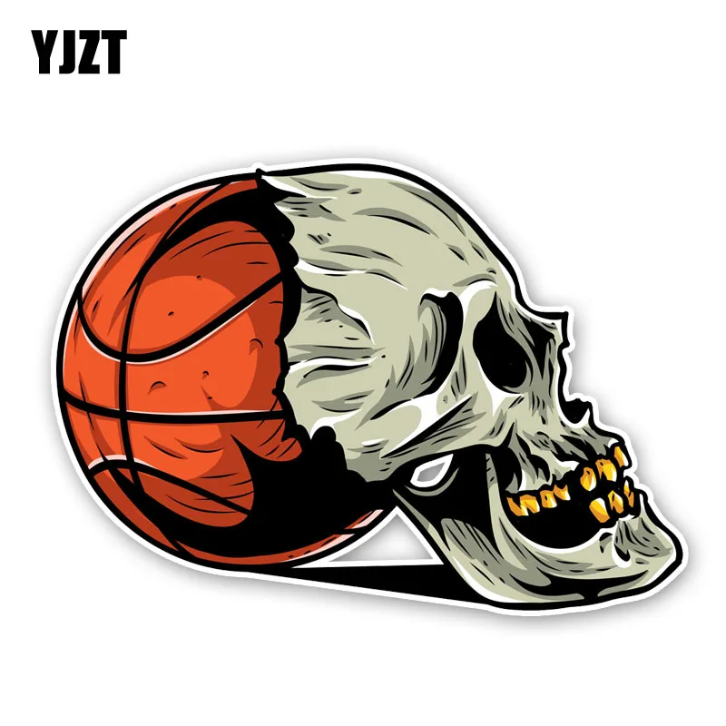 YJZT 14.3CM*10CM Car Accessories Sport Basketball Car Sticker Skull Head PVC Decal 6-2481