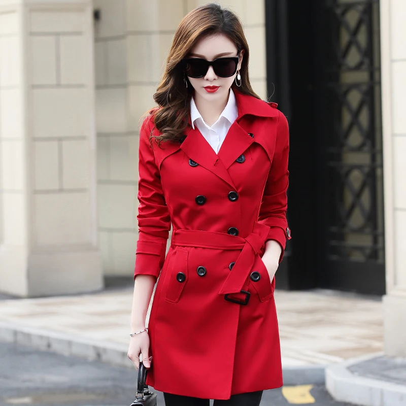 

Slim 6XL New Spring Autumn Women's Korean Windbreaker Female Large Size Long section Chic Trench Coats Button British Styles