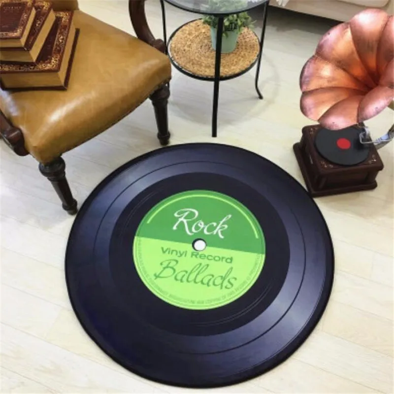 Round Carpet 3D Vinyl Record Printed Carpets for Living Room Anti-slip Rug Computer Chair Floor Mat for Home Decor Kids Room