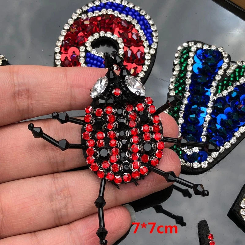 3D Handmade Rhinestone Beaded Lightning Patches LOVE Sew On Sequin Patch For Clothing Beading Applique Pineapple Patch