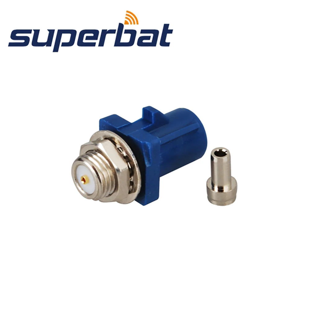 Superbat Fakra Blue Solder Bulkhead Male RF Connector for Cable 1.13mm for GPS Telematics or Navigation