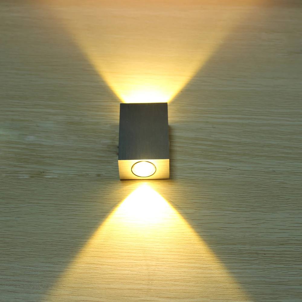 

2W led wall lamp square led spot light aluminm modern home decoration light for bedroom/dinning room/restroom