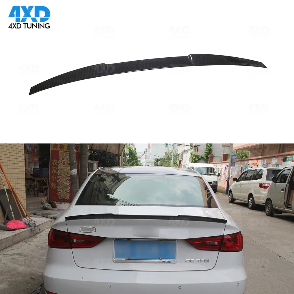 

Carbon Fiber Spoiler V Type For Audi A3 8V S3 Sedan Rear Trunk Spoiler Wing car accessory 2014 2015 2016 2017 2018 2019