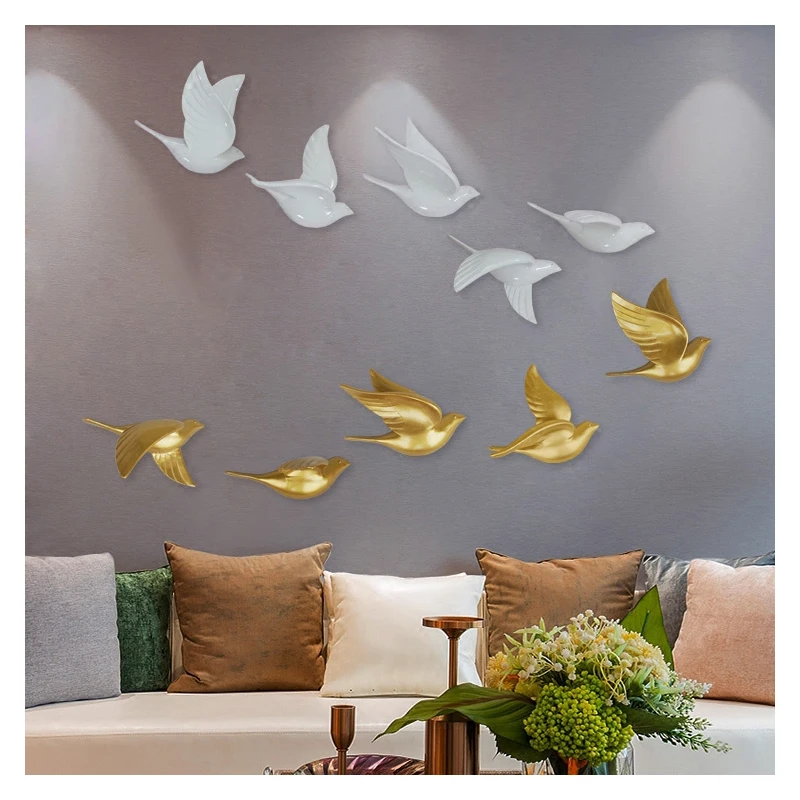 

Modern Resin Birds Wall Hanging Pigeon Crafts Accessories Decoration Home Livingroom Sofa Background Wall Sticker Mural Ornament