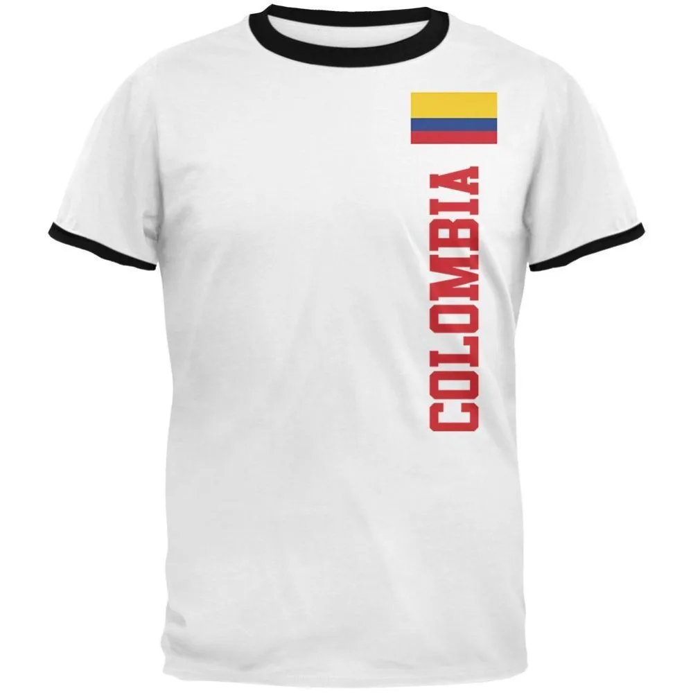 Men'S Footballer Legend Soccer Colombia Flag Men Ringer Fashion 2019 Brand Design Casual Cool Green T Shirts