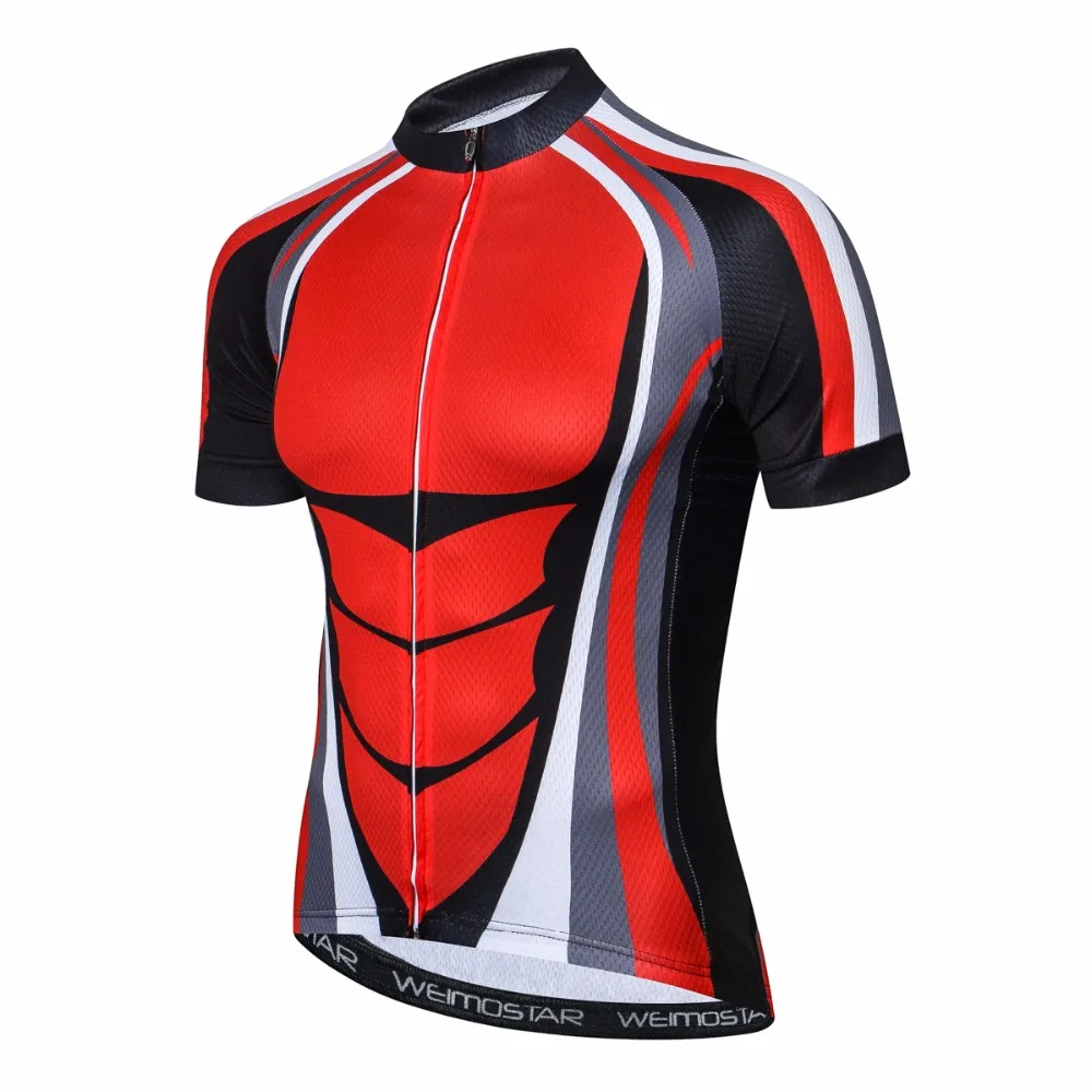 Weimostar 2019 bike jerseys Mens cycling jersey Bicycle maillot MTB Short sleeve bike clothing Ropa Ciclismo Red Green Summer