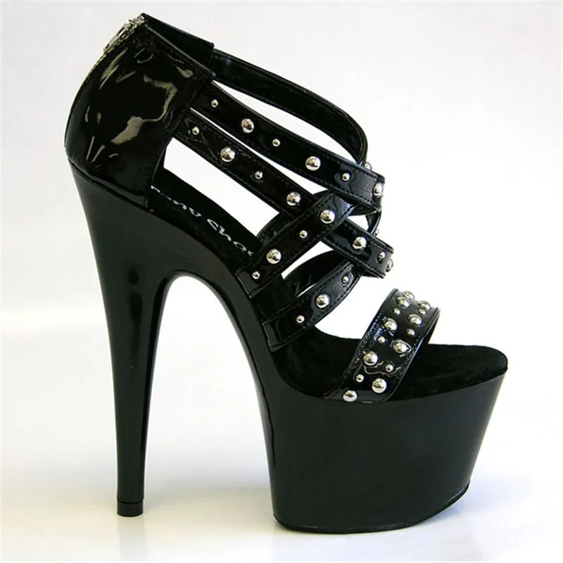 

New arrival color block star stage shoes sexy rivets platform sandals 17cm sexy high heel shoes clubbing heels