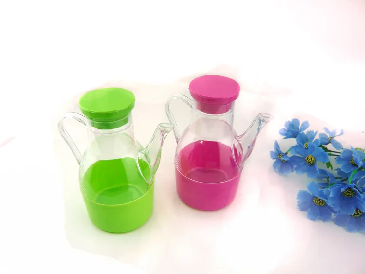 2pcs/lot kitchen containers utensils leakproof plastic lid oiler vinegar sauce pot oil bottle spices storage box canisters J0660