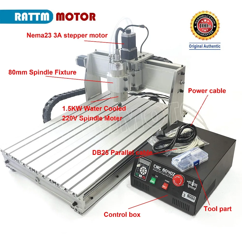 1.5KW CNC 6040Z 220VAC 3 osi chłodzony wodą MACH3 grawer grawerowanie podparcie maszyny Port LPT CNC router frezarka Machin